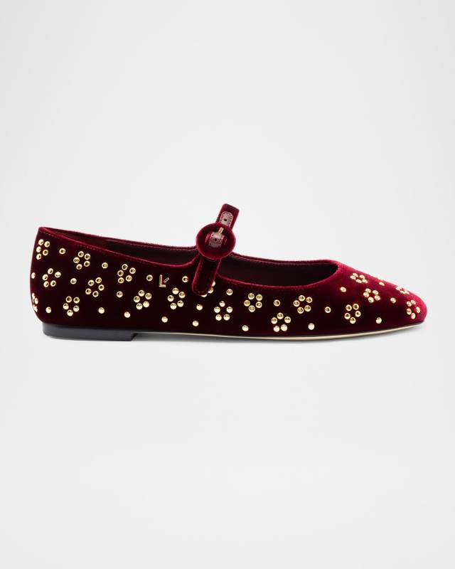 Blair Studded Velvet Mary Jane Ballerina Flats